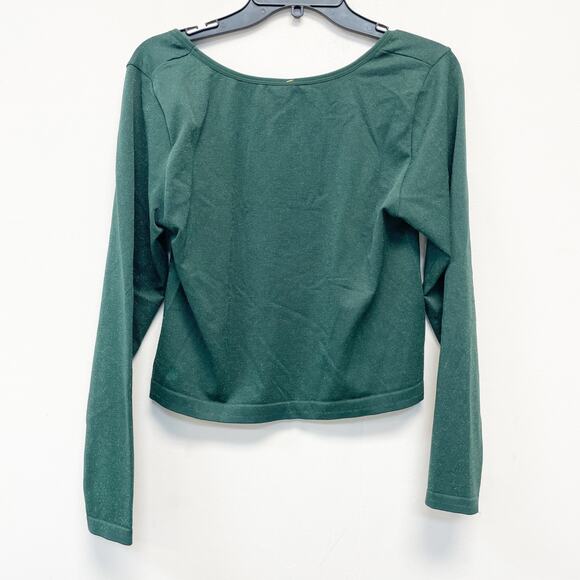 All In Motion Lurex Sparkle Shimmer Seamless Cropped Long Sleeve Top Green XXL - Picture 6 of 6